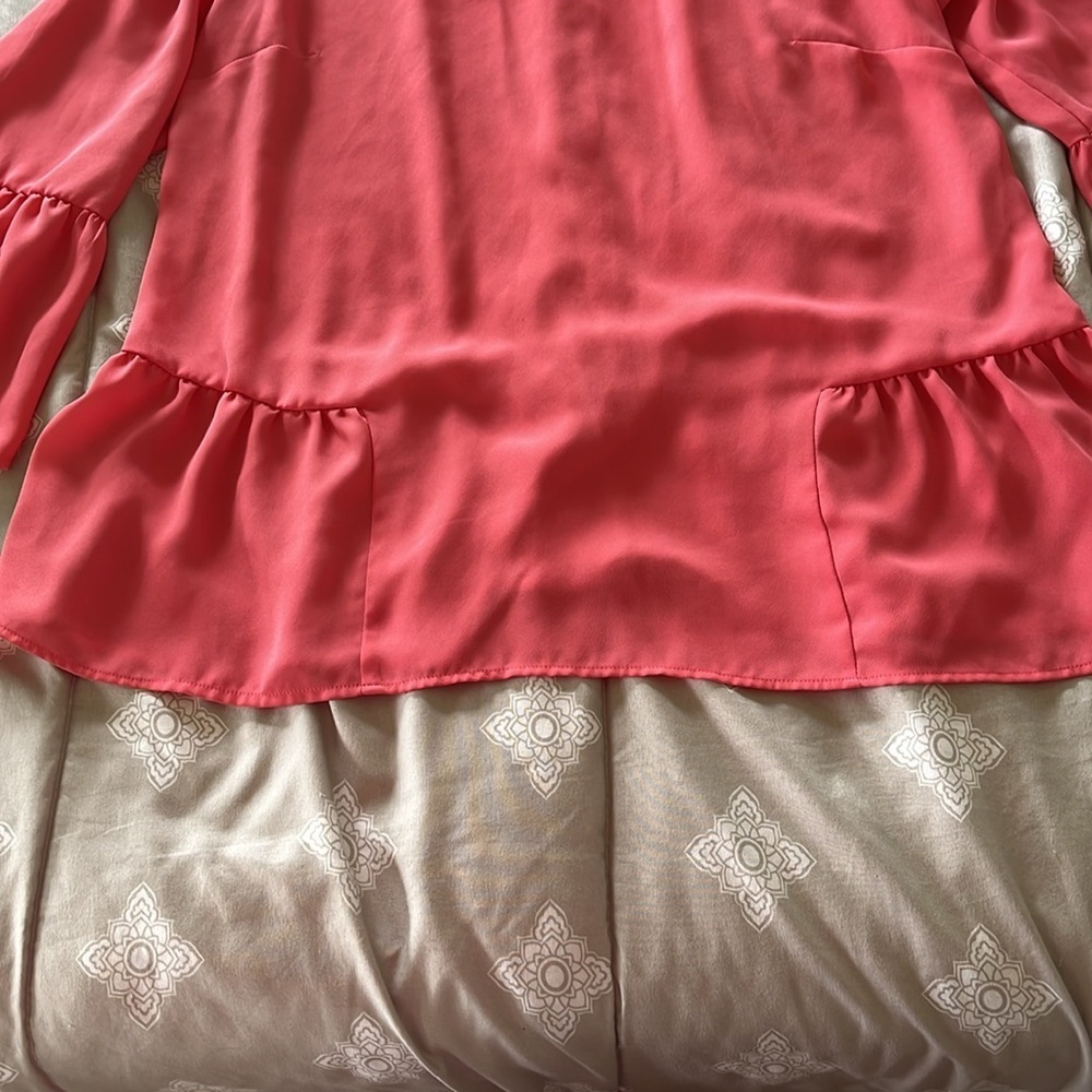 Banana Republic Salmon Colored Ruffle Bottom Blouse Size Small - Picture 2 of 6